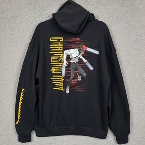 Chainsaw Man Hoodie Mens L Black Denji Crunchyroll Anime Lounge Comfort